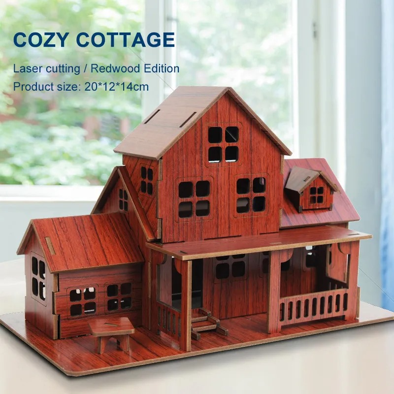 Model Kit Wood - Drewniane puzzle 3D GamesCozy Cottage DIY