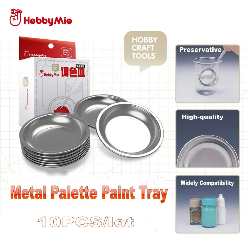 Plastic Model Paint - HOBBY MIO 10 szt. Metalowa paleta