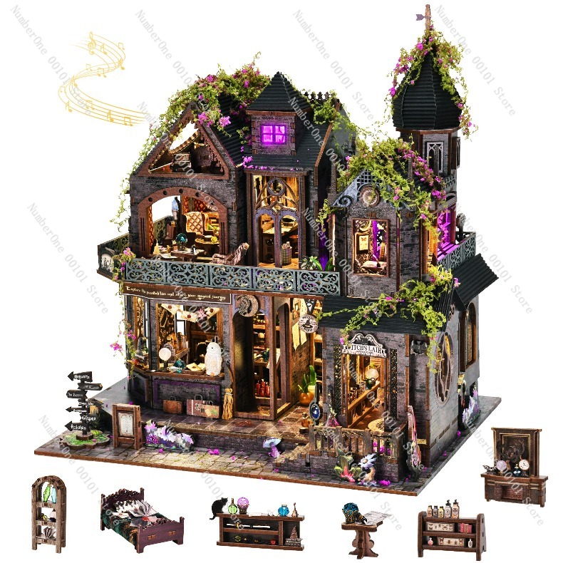 Model Kit Wood - Drewniany Miniaturowy Domek - Zestaw Klocków