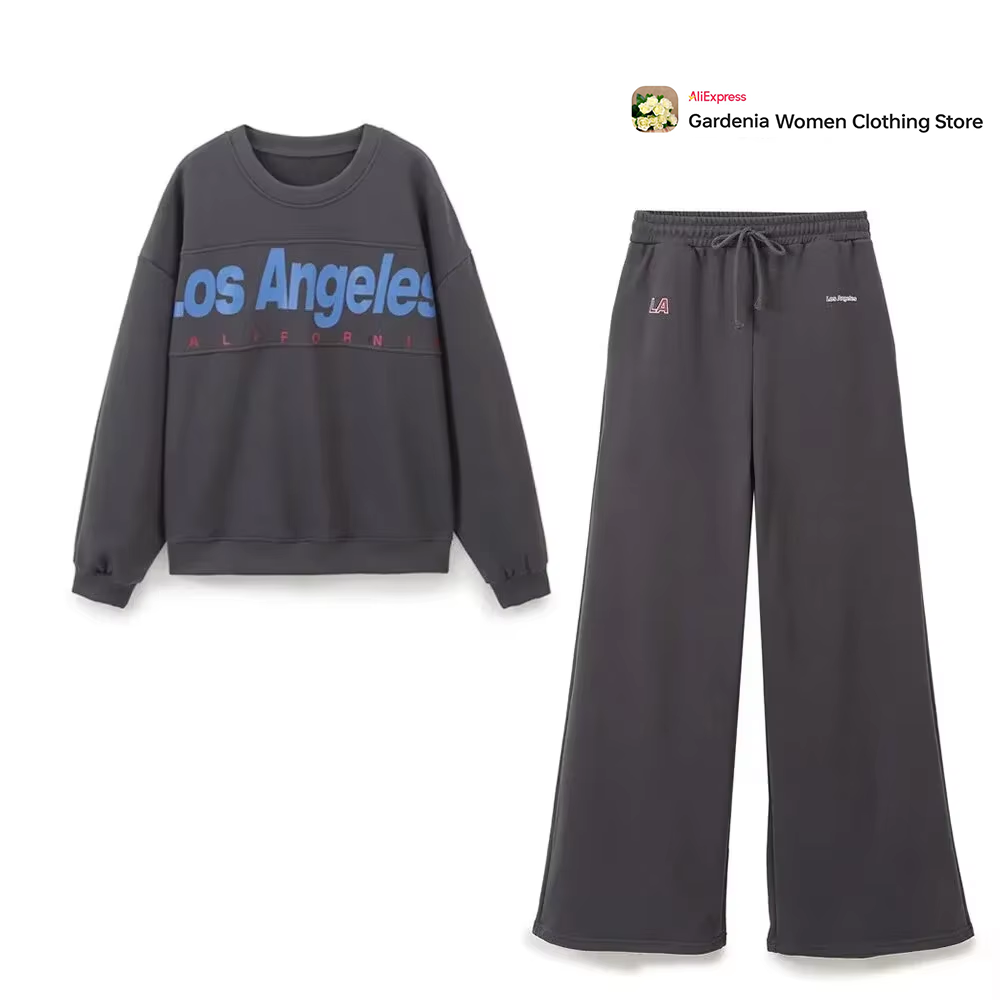 Wash Effect Set - Damski ciemnoszary strój sportowy Jogger Pant